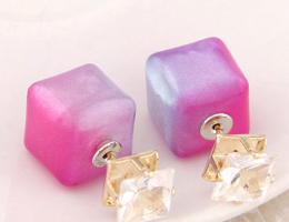 Vibrant Pink Princess Double Stud Earrings